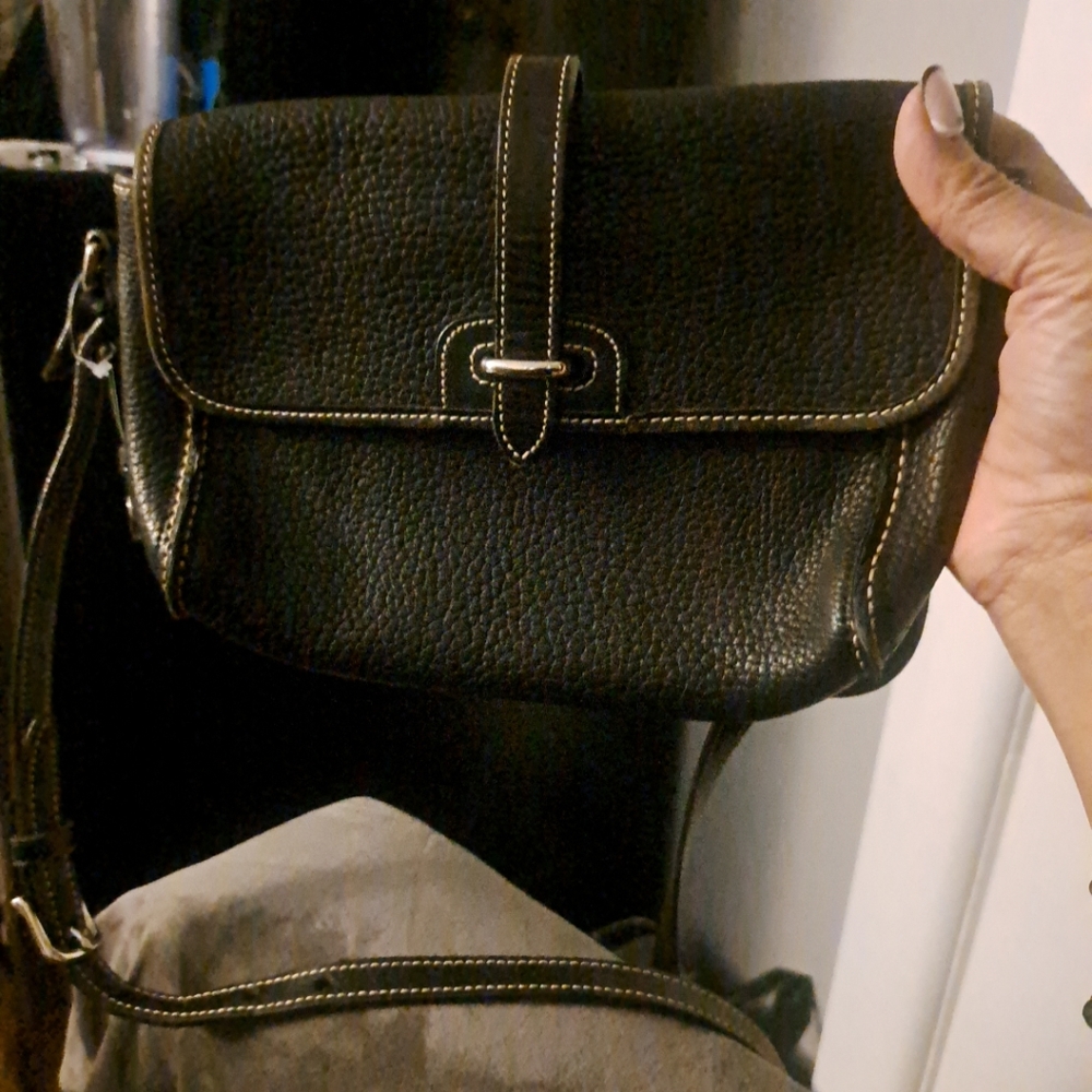 Black Pebbled Leather Crossbody Bag